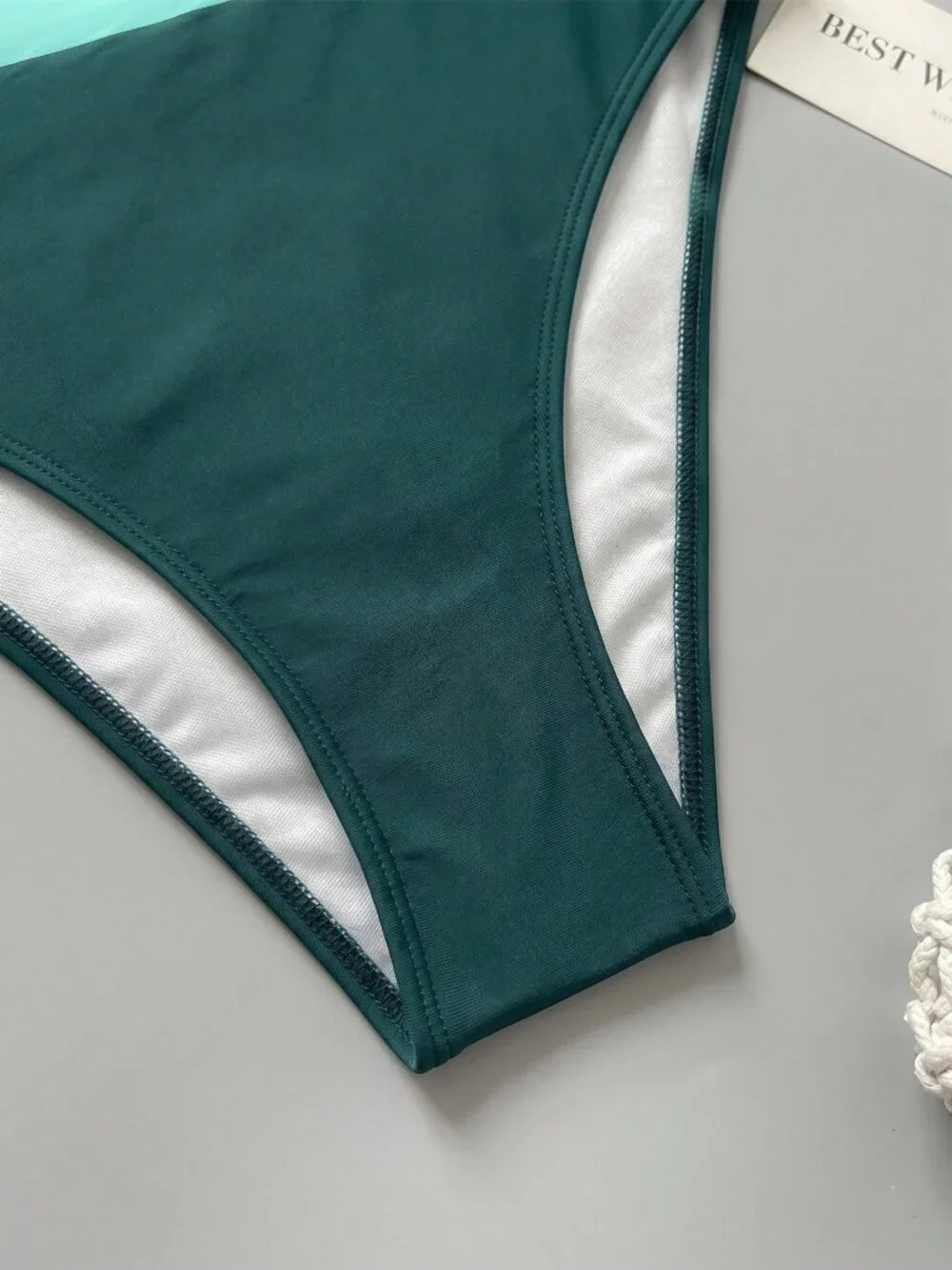 Dark Green  Casual Women's Sexy Detachable Strap Strapless Bikini Swimwear